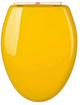 Brigtviee Antibakteriell Premium Toilettendeckel Mit Absenkautomatik, WC-Sitz Mit Quick Release Funktion Abnehmbar, Klobrille V-Form Mit Softclose, Klodeckel Aus Duroplast,Gelb