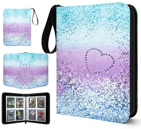 Sammelkarten Album, Sammelalbum Karten Halter Sammelmappe Transparent mit 400 Pockets/ 50 Seiten Karten Hüllen, PU-Leder Binder, Kompatibel für Karten, MTG Magic (Liebe)