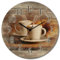 ARTLAND Wanddeko Wanduhr Holz Quarzuhr ohne Tickgeräusche lautlos rund Ø 30 cm Küchenuhr Kaffee Cappuccino Croissant T5XO