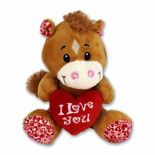 BEMIRO Pferd mit Herz I Love You Kuscheltier - ca. 15 cm