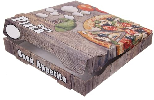 Pizzakartons 33 × 33 × 4 cm – 200 Stück, weiß mit Neutraldruck