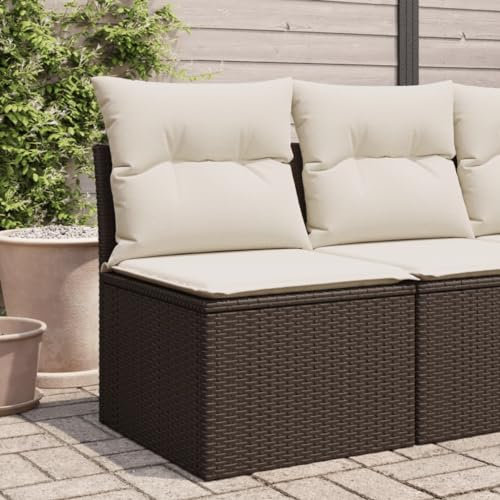 Tidyard Gartensofa ohne Armlehnen mit Kissen Balkonlounge Lounge Sessel Gartenmöbel,Loungemöbel Gartenlounge Garnitur Balkon Terrasse Terrassenmöbel Braun Poly Rattan