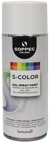 SOPPEC - Peinture aérosol - Bombe de peinture Soppec S-COLOR Blanc pur 400 ml - RAL 9010 Brillant