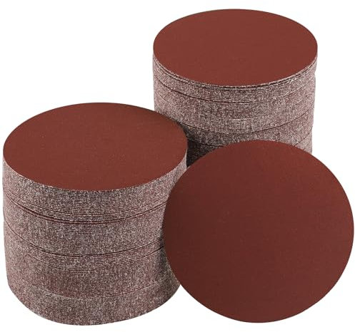 Sruhrak 100 Pcs 125mm Sanding Pads 600 Grit, 5 In Round No-Hole Sanding Discs Hook and Loop Sandpaper for Random Orbital Sanders
