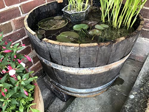 WATERPROOF OAK HALF WINE BARREL ICE BUCKET FISH WILD POND LILLY WATER FEATURE