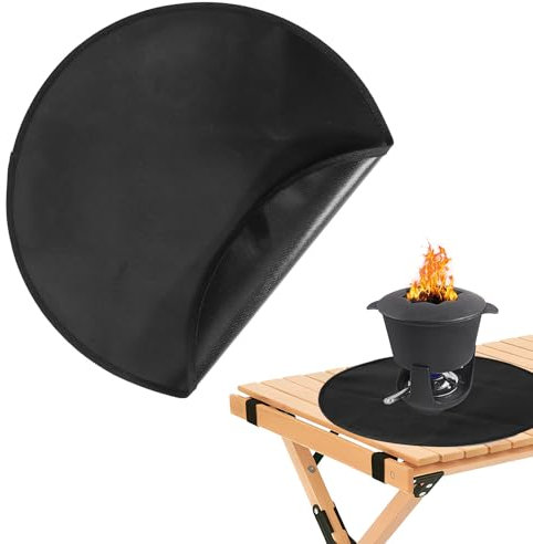 Feuerstellenmatte für Solo Stove Mesa XL, 49,5cm Feuermatte für Unter der Feuerstelle Deckschutzmatte Rund Kaminmatte Unterlage Hitzebeständig für Tischfeuerstelle Grill im Freien