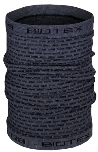 BIOTEX Multifunktionales Merino-Schlauchtuch aus Wolle, ideal für den Winter, Halswärmer für jeden Sport, technische Sportunterwäsche, grau, One size