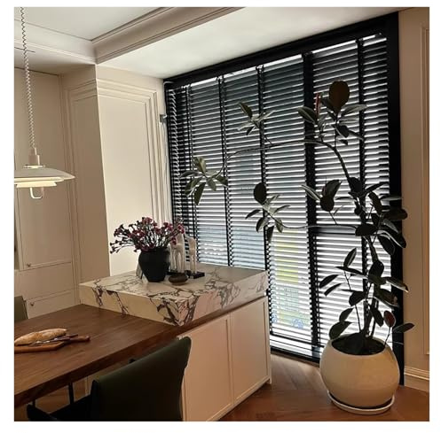 HDYZJQ 50mm Slats Wood Venetian Blinds, Extra Large Horizontal Blinds For Bedroom/Kitchen/Bathroom, 50 75 90 120 135 180 200 225 235 cm Bay Window Wooden Blinds(60cm x 100cm)