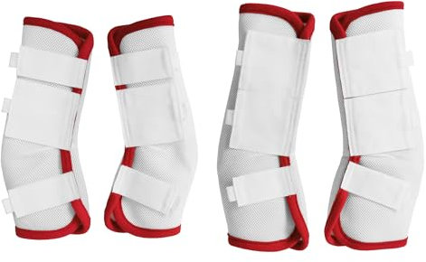 Fly Horse Boots 4er Set, Weiche & Atmungsaktive Mesh Fliegengamaschen für Pferde Weiß Full