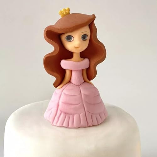Princess Cake Topper - Edible Fondant 3D Decoration - Great for Girl Birthday, Pink Party - Easy to Use