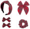 Cosmeria Plaid Haarschleifen Set - 4-Teiliges Set Mit Uniform Karierter Stirnband, Haarschleifen Und Haargummis, Für Verschiedene Frisuren Und Anlässe