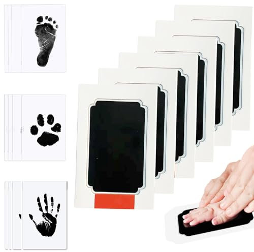 6pcs Fußabdruck Baby Qiundar Baby Abdruck set Baby Fussabdruck set, Handabdruck Clean Touch Stempelkissen,ohne Kontakt zur Farbe für Baby Shower personalisierte geschenke