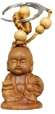 FUXIU Stilvoller Buddha-Schlüsselanhänger aus Holz, einzigartiges und bedeutungsvolles Design, zeigt positive Energie, praktischer Schlüsselanhänger