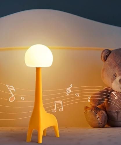 OKSANO Kleine Giraffe Nachtlicht-Nette Schnurlose Tischlampe, 3 Farbe Lange Presse Schrittlose Dimmer Touch Lampe, Akkulampe als Geschenke für Familie und Freunde (orange)
