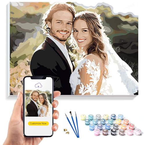 KURUMi 24/36/48 Colores – Pintar por Numeros Personalizado para Adultos, Set de Cuadros para Pintar por Números para Principiantes, Crea un Arte Único con Tu Foto: Familia, Mascota o Sers Querido