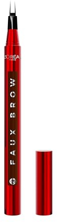 L'Oreal Paris Faux Brow, Hair-Like, Filling Eyebrow Pen with Double-Brush Tip, Fast & Precise Eyebrow Makeup, Brunette, 0.03 Fl Oz