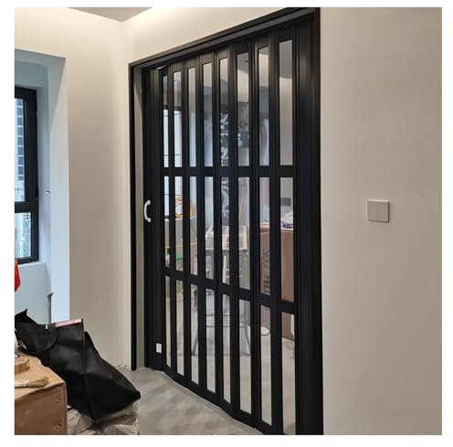 MZZKFC Falttüren 2 3 4 5 6 FT PVC-Teleskop-Falttüren, Anpassbare Schiebe-Akkordeon-Türen Mit Aluminium-Oberschiene, Lager/Küche/Schlafzimmer Multifalt-Innentüren(73x80in)