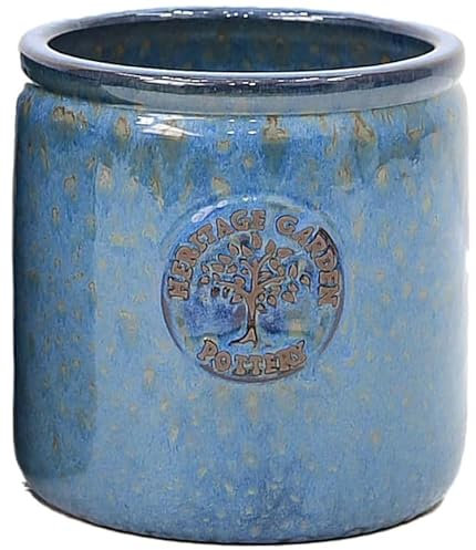 Large 30cm Reactive Blue Heritage Garden Ceramic Planter Plant Flower Pot - Frost Proof