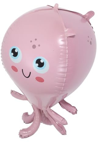 Abaodam Dreidimensionaler Oktopus-Ballon Inflator Zahlenballons am Stiel Helium Blase Fotoballon Folienballon Aufblasbarer Oktopus Cartoon-Oktopus-Ballons Aluminiumfolie Rosa