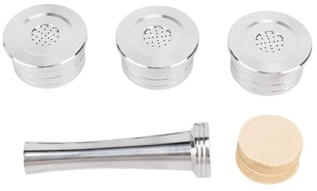Nachfüllbare Edelstahl -Kaffee -Pod -Filter für Q Kaffeemaschine Starke Kompatibilität Leicht zu Bedienen für Personalisierten Kaffeegeschmack (mit Papierfiltern Pinsellöffel Press Hammer)