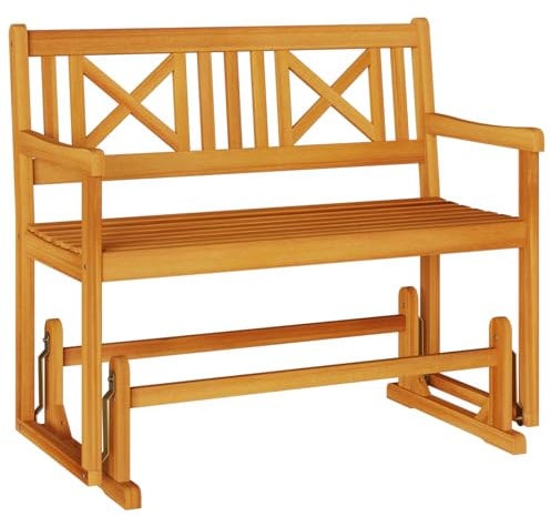 vidaXL Banc à Bascule de Jardin Marron 110 x 59 x 97 cm, Banc de Jardin Moderne, glisseur rectangulaire, mobilier résistant pour se détendre, Bois d'acacia en terrasse.