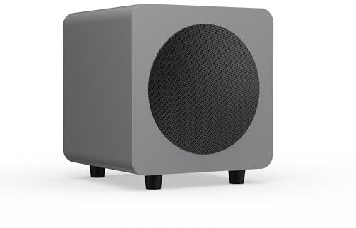 Kanto SUB6 Sealed Powered Subwoofer, 200 W Peak Power, 6 Inch Woofer, Quick & Accurate Bass, Ultra-Compact Design, Matte Grey