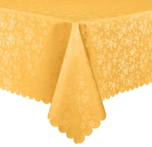 Smiry Rectangle Table Cloth, Waterproof Heavy Duty Vinyl Tablecloths, Wipeable Washable Table Cover for Kitchen and Dining Room (Mustard Yellow, 54 X 78)