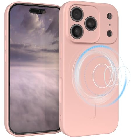 EAZY CASE - Silikonhülle magnetisch für iPhone 17 Pro Hülle Silikon Rosa weich stoßfeste Magnet Handyhülle Schutzhülle mit Kameraschutz Dünn Schutz Cover TPU Bumper in Pastell Altrosa