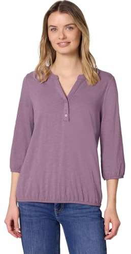 3/4-Arm Shirt mit Split Neck und Knöpfen