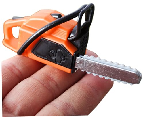 Dollhouse Miniatures, Plastic Toy Chainsaw Miniature Tools 1/12 Scale Accessories Tiny Chainsaw Dollhouse Accessories for Mini Garden Tool