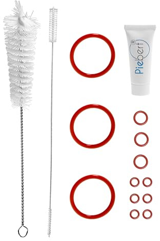 Piebert Care Pflegeset 200602 für Cecotec Cremmaet Compactccino – 3x Dichtungssatz, Spezialfett & Reinigungsbürsten für Brühgruppe & Milchsystem