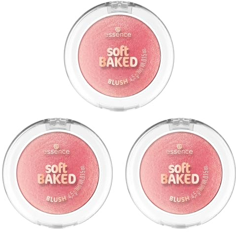 essence soft BAKED BLUSH, Rouge, Nr. 30, Pink, Expressergebnis, schimmernd, vegan, ölfrei, ohne Parfüm, ohne Alkohol, 3er Pack (3x4.5g)