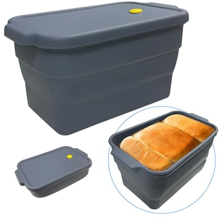 Brotbackform mit Deckel, Faltbar Silikon Backform, Toastbrot Backform,Brot Backen Form Antihaftbeschichtet, Wiederverwendbar für die Herstellung von Toastbrot(1 Stück, Grau, 22.5*12.5*12.5cm)