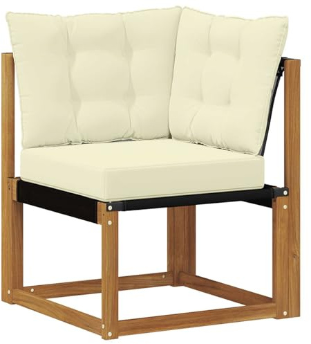 vidaXL Outdoor Ecksofa Massivholz Akazie und Textilene-Stoff Natur, Balkonmöbel, moderner Stil, langlebiges Design, wetterfeste Akazie, multifunktional für den Garten