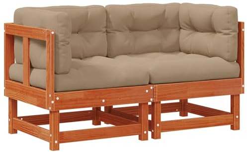 vidaXL 2 Stück Gartenecksofa Massives Kiefernholz Wachsbraun, Garten und Terrasse, modulares Outdoor-Sofa, Bequeme Sitzgruppe, stilvolle Entspannung, individuelle Gestaltung