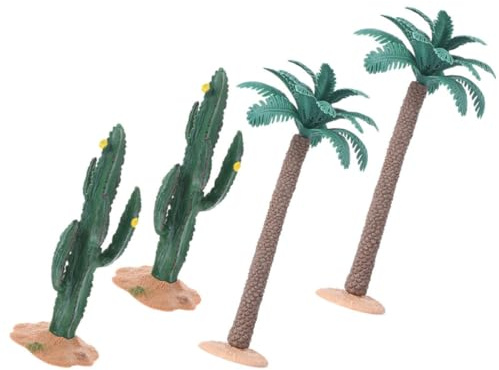 LAPYAPPE Modellini in Scala di Alberi Artificiali Realistici in Pvc, Set da 4 Piante per Micro Paesaggi Cactus e Palme, Decorazione Durevole per Scene di Miniature