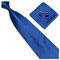 GASSANI 3-SET Blaue Krawatte Streifen gestreift | Binder Royal-Blau Manschettenknöpfe Einstecktuch | Krawattenset zum Anzug Seide-Optik