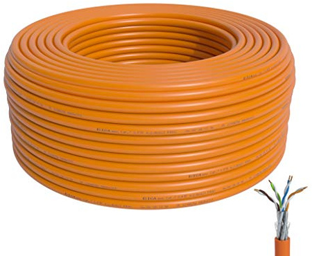 BIGtec CAT 7 Netzwerkkabel Verlegekabel LAN Kabel 350m CAT7 PiMF halogenfrei Zertifiziert GHMT BauPVO Eca POE orange Netzwerk Installationskabel Datenkabel
