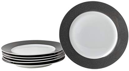 DEAGOURMET Intreccio Nero Saturno-Trenzado, Porcelana, Blanco/Negro, 26,6x26,6x2,8 cm, 6
