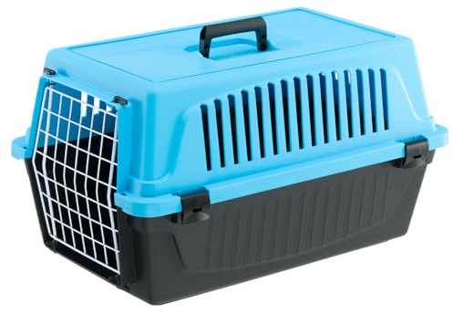 Ferplast Cat Carrier Small Dog Carrier, Secure, Practical, Easy to Clean, Durable Pet Dog/Cat Travel Box Cage up to 8 Kg. 58 x 37 x h 32 cm. Blue