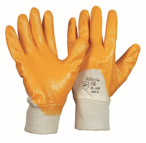 Arbeitshandschuh Nitril Handschuh gelb CE CAT 2 mit Strickbund Größe 10