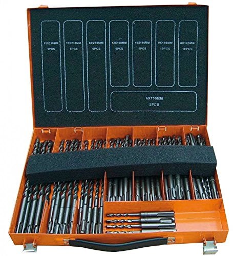 Projahn 83042 Hammerbohrer Magazin Eco; Hochwertiges Bohrer Set in praktischem Metallmagazin geeignet für Stein; punktgenaues Anbohrung, reduzierte Vibration; Werkzeugaufnahme SDS-Plus; 50-tlg.