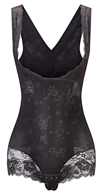 KSKshape Damen Shapewear Figurformender Formende Bodys Taillenformer Shaping Bodysuit mit Haken,Schwarz,XXL