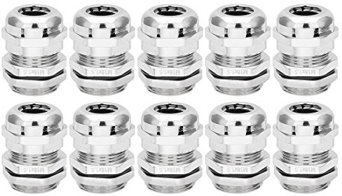 Sourcingmap Cable Gland M18 Metal Waterproof Cable Glands Joints Adjustable Connector for 5-10mm Dia Cable, Pack of 10