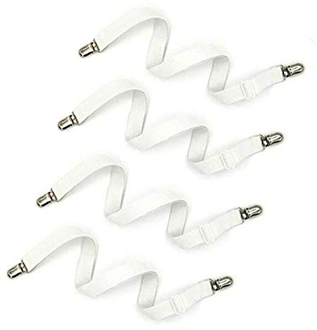 Auivguiv Matratze zu Clips verstellbar unter Matratze Bett/Spannbettlaken Verschluss, unter Matratze Bett Spannbetttuch Verschluss, Langer Gurt Clip Bands (weiß)