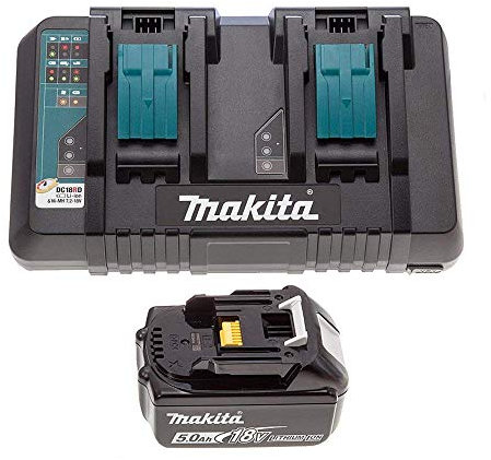 Makita DC18RD 14.4v/18v LXT Li-ion Twin Port Charger + 1 x BL1850 5Ah Battery