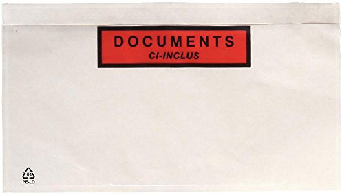 Lot de 500 - Pochette A5 porte-documents adhésives transparente - Pochette d’Expédition autocollante pour petit colis 228 x 165 mm (A4 plié en 2) Pochette collante pour insertion des documents (500)