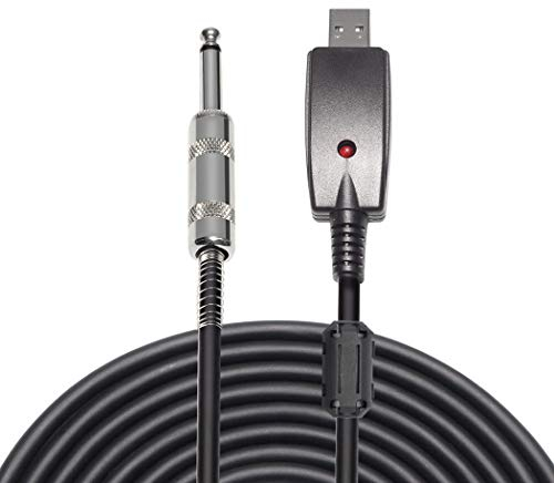 LoongGate USB a 6.35mm 1/4 Mono Cable de guitarra eléctrica para hombre - Studio Cable de audio Cable de conexión Adaptador para grabación de instrumentos (3 metros / 9.8 pies)