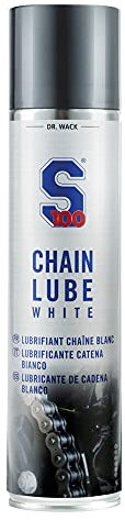 Dr. Wack S100 Spray Blanc pour chaîne de Moto 400 ML - Lubrifiant Haute Performance - Protège Contre l'usure & la Corrosion - Réduit la Friction - pour Toutes Sortes de chaînes - Soin Premium