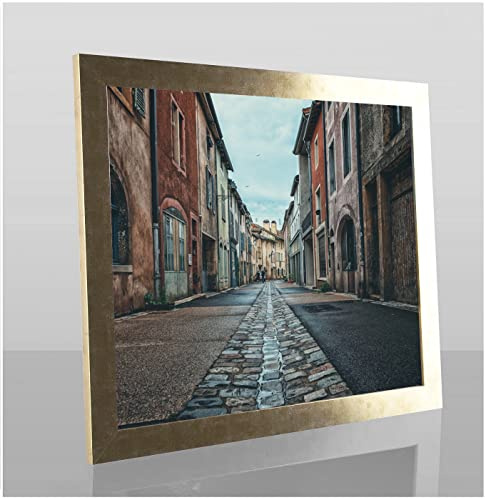 Orion Deluxe Bilderrahmen Posterrahmen 40x80 cm Farbe und Verglasung wählbar Gold Antik 80x40 cm mit weisser Rückwand und spiegelfreiem Antireflex Kunstglas 1 mm